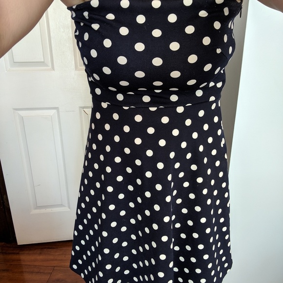 The Limited Dresses & Skirts - Navy Polka Dot Strapless Dress the Limited